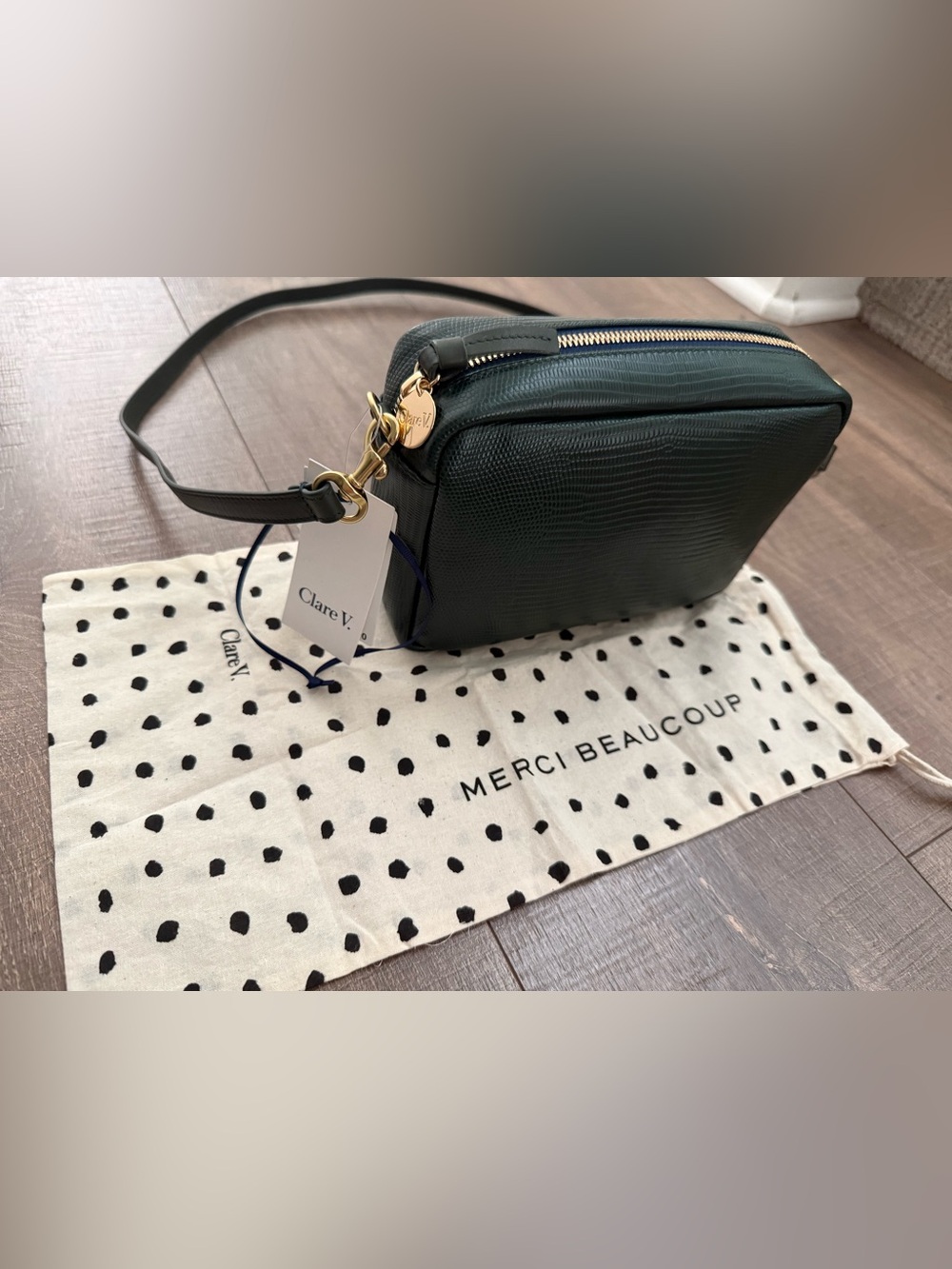Clare V. Midi Sac Lizard Embossed Leather Crossbody - Picture 10 of 12